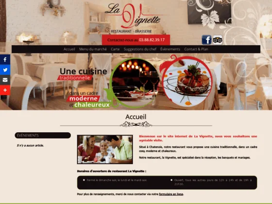 La Vignette : restaurant brasserie à Châtenois près de Sélestat dans le Bas-Rhin (67)