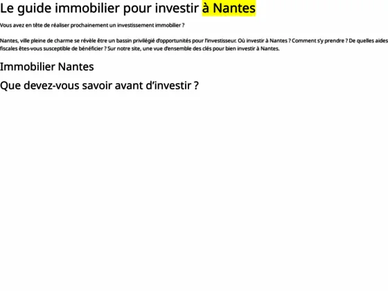 Informations sur l’investissement immobilier à Nantes 