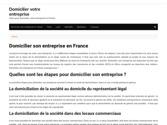 Quelques informations sur la domiciliation d'une entreprise
