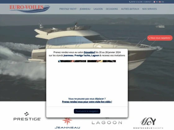 Votre prestige yacht loué ou mis en vente par Eurovoiles.