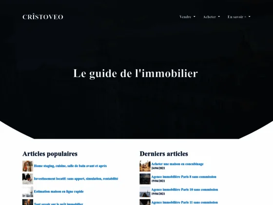 Agence immobilière en ligne sans commission CRISTOVEO