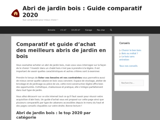 Guide web pour s'informer et bien choisir votre abri de jardin en bois