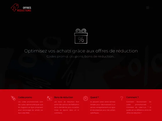 Informations sur les offres de réduction et les codes promotionnels 