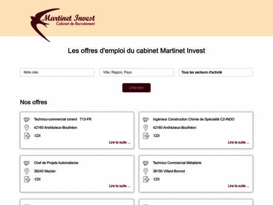 Offres d'emploi secteur de l'industrie - Cabinet Martinet Invest