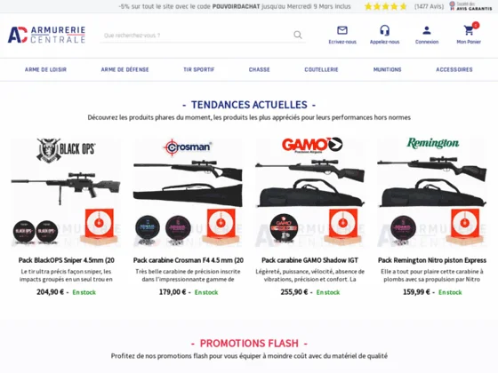 Vente en ligne d'armes pour le tir de loisir et la chasse