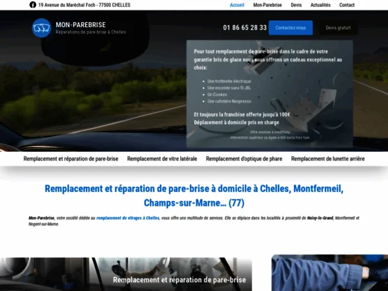 la société Mon PareBrise pour faire réparer vos vitrages automobiles à votre domicile