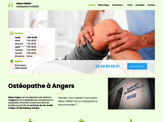 Alban VRIGNY propose ses soins en ostéopathie pour tous types de patients à Angers, près d