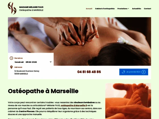 Cabinet d’ostéopathie de Mélanie FAUS situé à Marseille 9