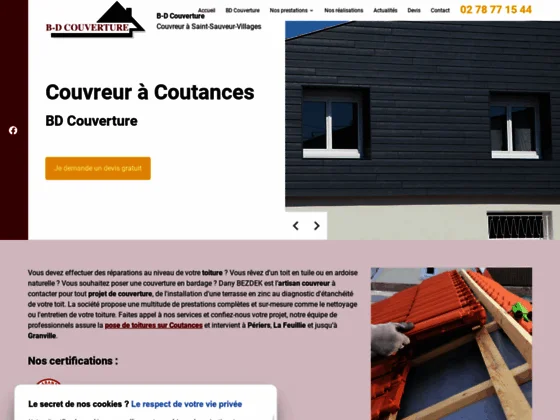 Faites confiance à BD COUVERTURE à proximité de Coutances pour la pose d’une toiture neuve