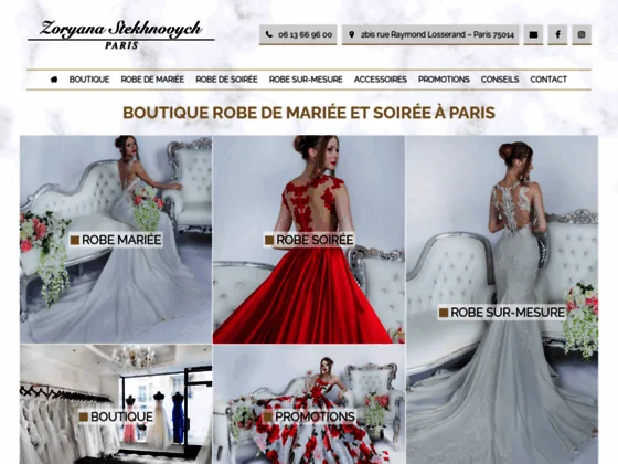 Boutique de robes de mariée et robes de soirée à Paris