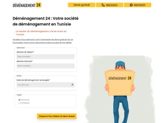 Le leader du déménagement clé en main en Tunisie