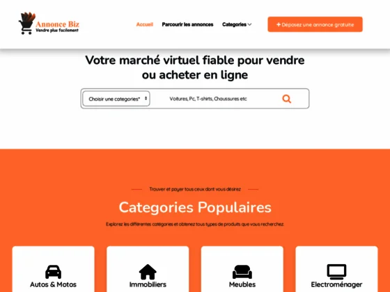 Annonce Biz, site pour poster des annonces gratuites pour vendre et acheter