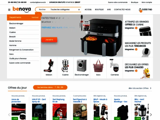 Tous les produits de cuisine dont vous avez besoin en Tunisie sont sur Benova