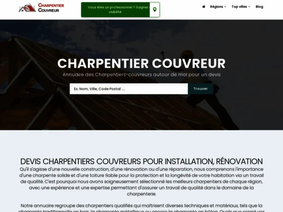 Charpentier Couvreur, un exceptionnel annuaire pour les charpentiers
