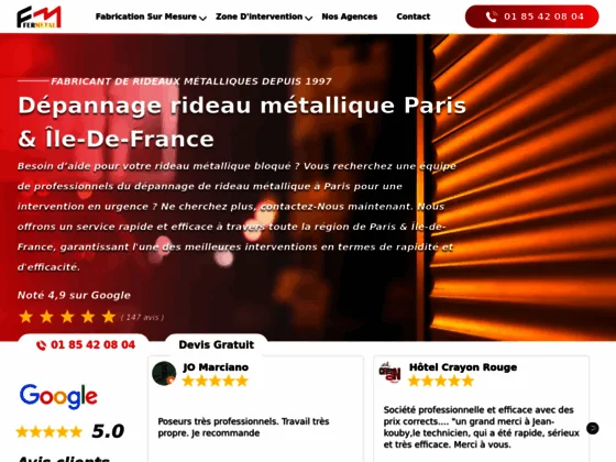 Dépannage rideau métallique à paris 