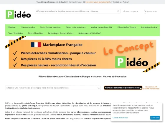 Plateforme de pièces détachées pour la climatisation et pompe à chaleur