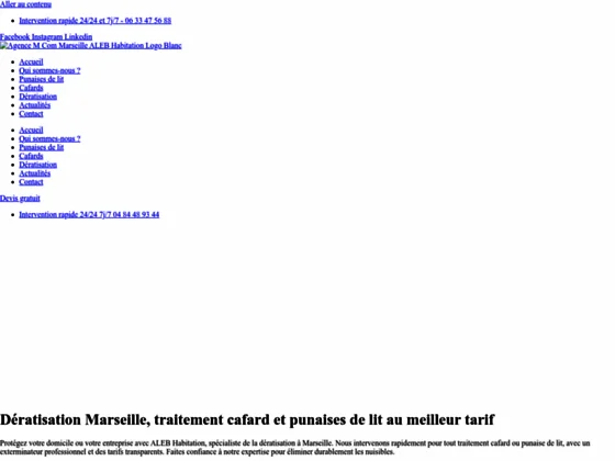 Traitement cafard Marseille - ALEB Habitation