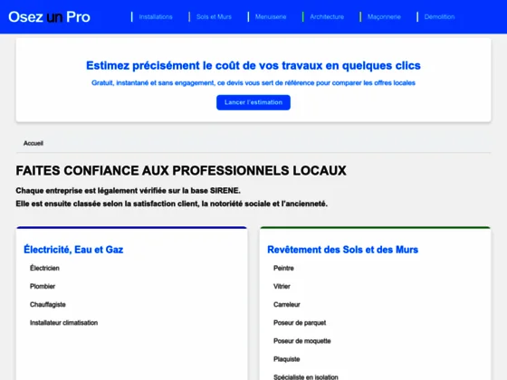 Sélection des meilleurs professionnels du bâtiment