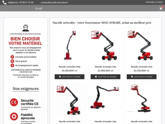 Nacelle élévatrice - MNG Sorare