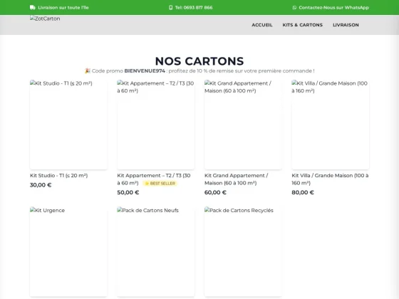 Vente de kits et cartons de déménagement à La Réunion