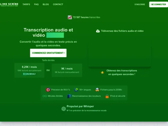 Transcription audio et vidéo illimitée avec LimeScribe
