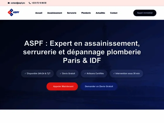 ASPF – Expert en assainissement, plomberie et serrurerie d’urgence IDF
