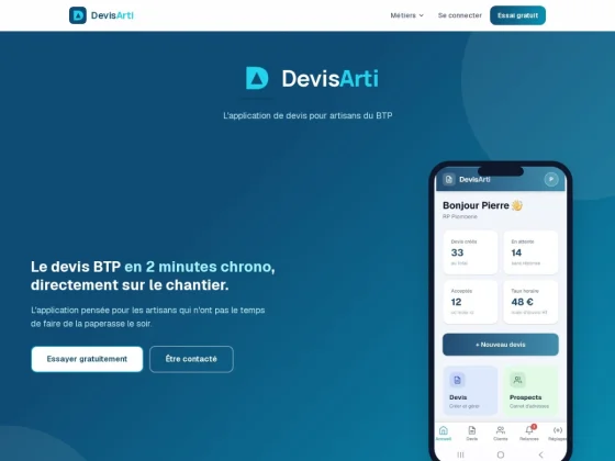 DevisArti - Logiciel de devis et gestion commerciale pour artisans BTP