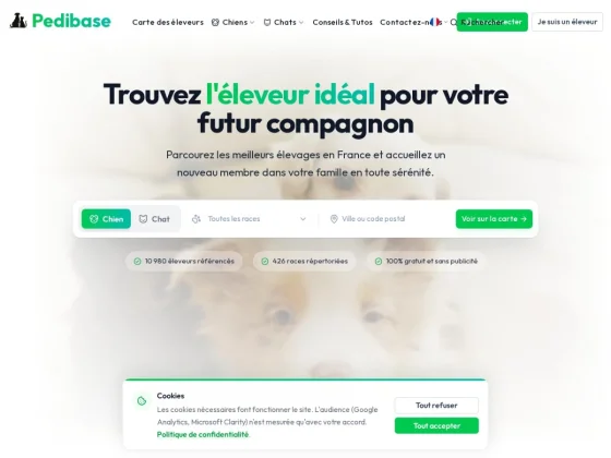 Pedibase — annuaire des éleveurs de chiens et chats